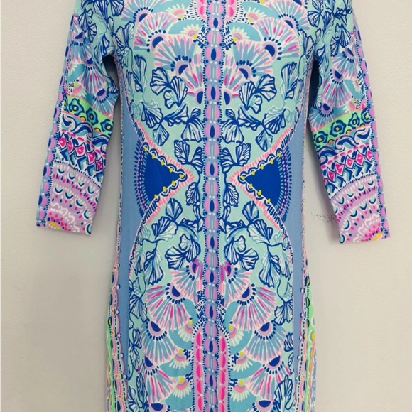 Lilly Pulitzer Vibrant Blue and Pink Long Sleeve Dress - Picture 4 of 5